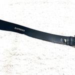 EXPRESS  Solid Black Vintage Women’s Leather Belt Wide Size Small Silver Buckle Photo 2