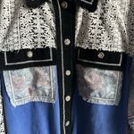POL 💙 Floral Lace Patchwork Contrast Button Jacket Photo 2