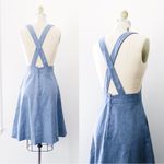 vintage • 1970s chambray jumper dress pinafore embroidered denim paisley western Size XS Photo 14