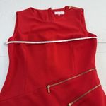 Calvin Klein  Red Gold Front Zip Ponte Knit Stretch Sleeveless Sheath Dress 6 Photo 6