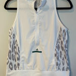 Adidas By Stella Mccartney Leopard Print Vest In Grey & White, Medium Photo 0