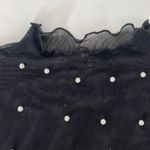 Black Sheer Beaded Pearl Crop Top Size M Photo 2