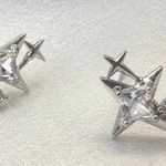 CZ Cubic Zirconia Star Stud Earrings for Men Women Hip Hop Unisex Style Silver Photo 0
