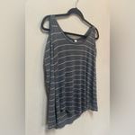 Love Charm  Women’s Gray Striped Cold Shoulder Lightweight Long Sleeve Shirt L Photo 2