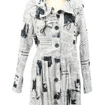 IC Collection by Connie K News Print Newspaper Chain Detail Button Front Dress L White Size L Photo 0