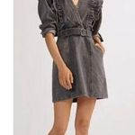 Anthropologie Alexia Magali Pascal Denim Carbon Mini Dress Ruffle belt accent 6 Black Photo 0