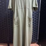 Notations 100% Silk Maxi Dress Women’s XL Sage Lagen Look Boho Natural Hippie Photo 0