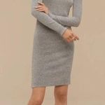 Wilfred Free Ribbed Mock Neck Long Sleeve Sweater Mini Dress Grey Size XXS Gray Photo 0