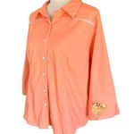 Eastwood Ranch Western Button Down Shirt Rose Embroidery Lace Peach L Orange Size L Photo 9