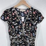 Loft Floral Midi Dress V Neck Short Sleeve Empire Waist Spring Summer Small Photo 6