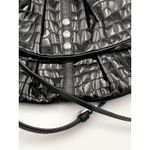 Brighton  Black‎ Croc Embossed Patent Leather Small Crossbody Bag Designer Purse Photo 2
