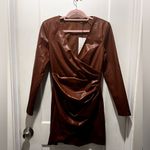 ZARA NWT faux leather dress. Mini size M. Gorgeous rich chocolate brown! Ptp 17” Photo 1