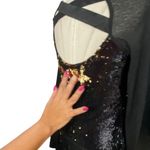 LaRok Black and Gold Bodycon Sequin Long Sleeve Dress Size SMALL Photo 11