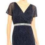 Mac Duggal  Beaded Butterfly Sleeve Column Gown - Midnight - size 8 Photo 2