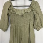R Vivimos Womens Midi Dress Large 12/14 Sage Green Smocked Top Off Shoulder Photo 1