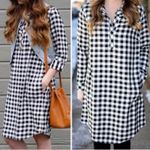 J.Jill Black&White Gingham Tunic Shift Dress Sz.M Black Size M Photo 3