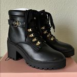 Wild Pair  Black Lace Up Boots with Gold Accents (New in Box) Photo 1