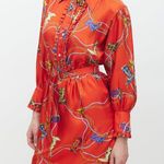 Sandro red silk cowboy boot western style long sleeve dress Size 4 Photo 0