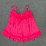 Victoria's Secret Bright Neon Pink Teddy Ruffles Babydoll Mini Dress Tank NWT S Photo 0