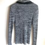 Leif Nelson Faux Leather Trim Collar Black White Stretch Fit Sweater Size L Photo 1