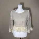 For Love & Lemons Knitz Denver Fringe Crop Sweater Sz M Boho Whimsical Grunge Photo 3