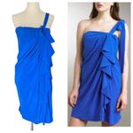 Robert Rodriguez  One Shoulder Silk Ruffled Draped Dress Photo 0