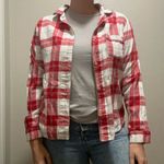 UGG  Red and White Flannel Shirt Size Large Button Down Photo 1