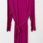 Anthropologie [] Magenta Pink Ilia Lace Sleeve Belted Wrap Robe Size Large L/XL Photo 0