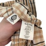 Ganni  US 6 Tan Plaid High-Waist Cotton Trousers Elastic Waistband Exposed Zipper Photo 5