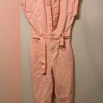 MINKPINK Pink Button Cotton Belted Jumpsuit, Size Small Photo 0