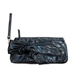 LULU Black Clutch Women's Small Purse‎ Wristlet Vegan Leather Bow Accent Formal Photo 0