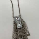 Kenneth Cole  REACTION Necklace Long Metal Chain Fringe Rhinestone Jewelry Edgy Photo 2