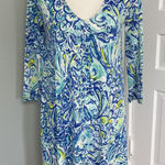 Lilly Pulitzer NWOT  Erin Blue Crush Dress 3/4 Sleeve Neon Size Small Photo 0