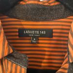 Lafayette 148 Orange Brown Pinstripe Button Down Shirt Cotton Preppy size Small Photo 1