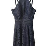 City Studio Womens Navy Floral Sleeveless Midi Dress Back Zip Size 3 Above Knee Photo 0