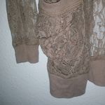 Forever 21  L Button Front Cardigan Champagne Stretch Floral Lace Top Photo 1