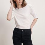 Veronica Beard Waldorf Ruched-Sleeve T-Shirt in White XS Photo 2