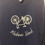 Comfort Wash Mackinac Island MI Shirt Large Blue Long Sleeve Graphic Tee Bike Souvenir Unisex Photo 1