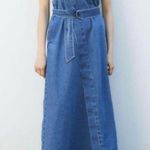 Moussy Asymmetry Denim Jumper Dress Blue Photo 12