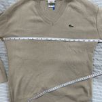 Lacoste popover lighweight sweatshirt tan Logo V neck Unisex chic size 7 Size M Photo 3