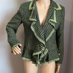 Yarns & Stitches Lime Green and Black Basket Weave Rattan Pattern Blazer Size 8 Photo 0