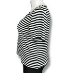 Vintage Three Flaggs Womens Knit T Shirt Top Short Sleeve Pullover Striped Large Black Photo 3