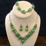 Sterling Silver Mohave Lime Green Copper Infused Turquoise Peridot Drop Earrings Photo 6