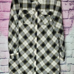prAna  FLINT MAXI TUNIC SHIRT DRESS GRAY PLAID BUTTON FRONT M Photo 0