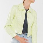 Urban Outfitters Xander Vinyl Cropped Jacket in Lime Photo 0