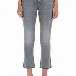 Fidelity Denim Juniper Crop Flare Jeans in Surfire Gray Raw Hem Size 29 Photo 2