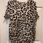 H & M Womens Leopard Print Short Sleeve Top Viscose Size 12 Office Party Photo 0