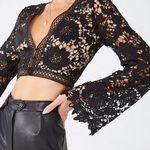 Forever 21 Black/nude Lace Sheer long sleeve crop top Photo 0