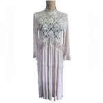 Nwt Blue B Boat Neck Romance Lace Boho Ruffle Women’s Maxi Dress size Small Pink Photo 1