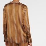 Vince  Striped 100% silk shirt, Brown with  Cream stripes, Size XL, NWT Photo 1
